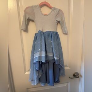 18-24 month Pleiades blue and silver chiffon high low dress
